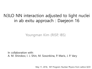 N3LO NN interaction adjusted to light nuclei Youngman Kim (RISP, IBS)