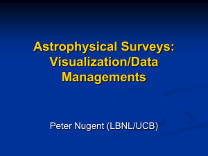 Astrophysical Surveys: Visualization/Data Managements Peter Nugent (LBNL/UCB)