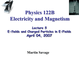 Physics 122B Electricity and Magnetism Martin Savage April 04, 2007