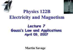 Physics 122B Electricity and Magnetism Lecture 7 Gauss’s Law and Applications