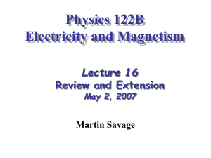 Physics 122B Electricity and Magnetism Lecture 16 Review and Extension
