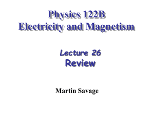 Physics 122B Electricity and Magnetism Review Lecture 26
