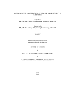 MAXIMUM POWER POINT TRACKING SYSTEM FOR SOLAR HIGHWAY IN CALIFORNIA Shailja Raval