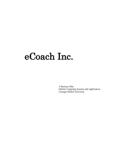 eCoach Inc.  A Business Plan Mobile Computing Systems and Applications