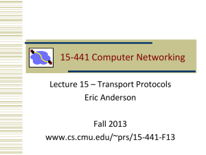 15-441 Computer Networking Lecture 15 – Transport Protocols Eric Anderson Fall 2013