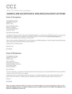 CCI SAMPLE JOB ACCEPTANCE AND DECLINATION LETTERS Letter of Acceptance :