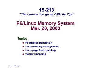 P6/Linux Memory System Mar. 20, 2003 15-213