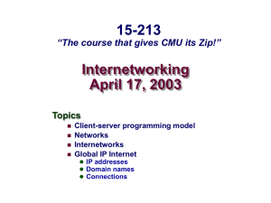 Internetworking April 17, 2003 15-213 “The course that gives CMU its Zip!”