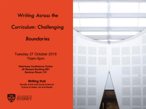 Writing Across the Curriculum: Challenging Boundaries Tuesday 27 October 2015