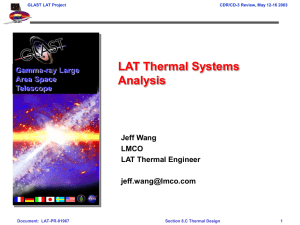 LAT Thermal Systems Analysis Jeff Wang LMCO