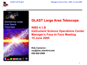 GLAST Large Area Telescope WBS 4.1.B Instrument Science Operations Center