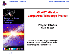 GLAST Mission Large Area Telescope Project Project Status