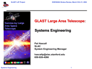 GLAST Large Area Telescope: Systems Engineering Pat Hascall SLAC