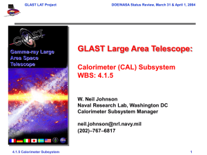 GLAST Large Area Telescope: Calorimeter (CAL) Subsystem WBS: 4.1.5