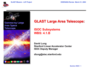 GLAST Large Area Telescope: ISOC Subsystems WBS: 4.1.B David Lung