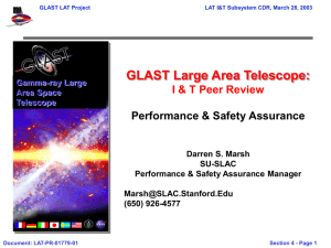 GLAST Large Area Telescope: I &amp; T Peer Review
