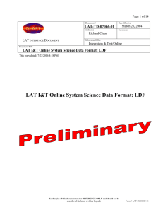 LAT I&amp;T Online System Science Data Format: LDF  LAT-TD-07066-01
