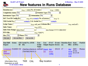 New features in Runs Database Bay location TKR CAL