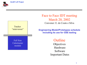 Outline Face to Face IDT meeting March 20, 2002 Objectives