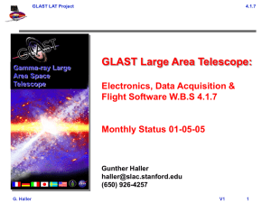 GLAST Large Area Telescope: Electronics, Data Acquisition &amp; Flight Software W.B.S 4.1.7