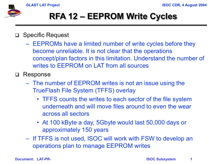 EEPROM Write Cycles RFA 12