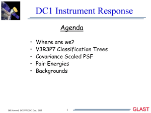 DC1 Instrument Response Agenda • Where are we? • V3R3P7 Classification Trees