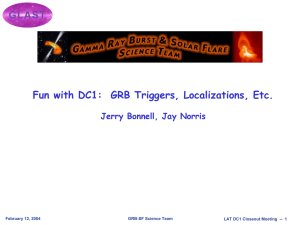 Fun with DC1:  GRB Triggers, Localizations, Etc. GRB-SF Science Team