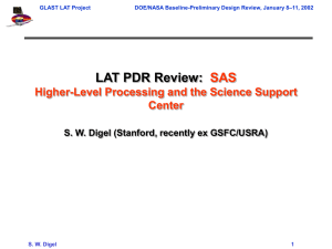 LAT PDR Review: SAS Higher-Level Processing and the Science Support Center