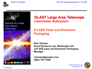 GLAST Large Area Telescope Calorimeter Subsystem 8.0 EEE Parts and Electronic Packaging