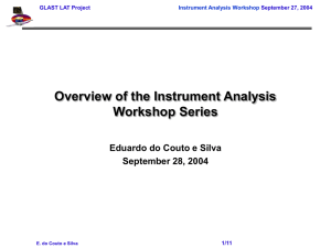 Overview of the Instrument Analysis Workshop Series Eduardo do Couto e Silva