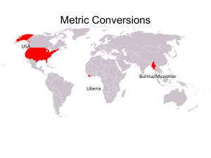 Metric Conversions USA Burma/Myanmar Liberia