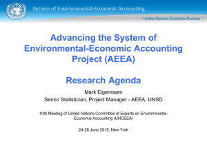 Advancing the System of Environmental-Economic Accounting Project (AEEA) Research Agenda