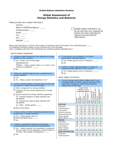 Global Assessment of Energy Statistics and Balances United Nations Statistics Division
