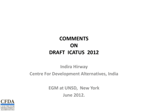COMMENTS ON DRAFT  ICATUS  2012 Indira Hirway
