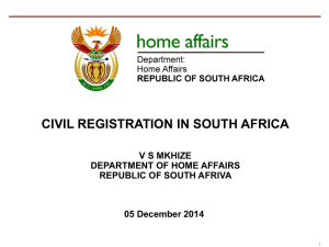 CIVIL REGISTRATION IN SOUTH AFRICA V S MKHIZE DEPARTMENT OF HOME AFFAIRS