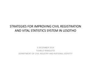 STRATEGIES FOR IMPROVING CIVIL REGISTRATION AND VITAL STATISTICS SYSTEM IN LESOTHO