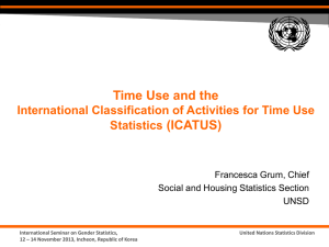 Time Use and the (ICATUS) International Classification of Activities for Time Use Statistics