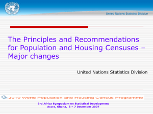 The Principles and Recommendations for Population and Housing Censuses – Major changes
