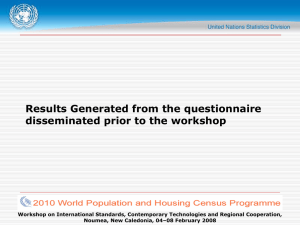 Results Generated from the questionnaire disseminated prior to the workshop