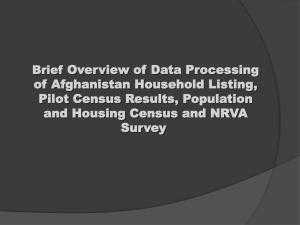 Overview of Data Processing of Afghanistan Household Listing, Pilot Census Results, Population