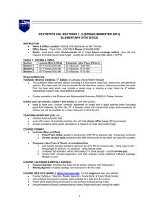 STATISTICS 200: SECTIONS 1- 3 (SPRING SEMESTER 2013) ELEMENTARY STATISTICS