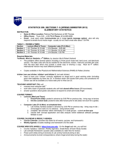 STATISTICS 200: SECTIONS 7- 9 (SPRING SEMESTER 2013) ELEMENTARY STATISTICS