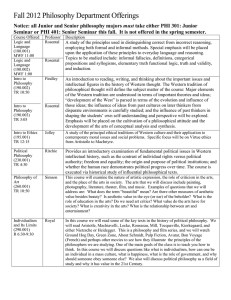 Fall 2012 Philosophy Department Offerings must