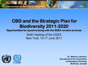 CBD and the Strategic Plan for Biodiversity 2011-2020