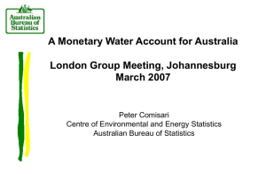 A Monetary Water Account for Australia London Group Meeting, Johannesburg March 2007