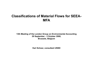 Classifications of Material Flows for SEEA- MFA