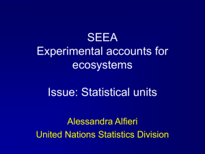 SEEA Experimental accounts for ecosystems Issue: Statistical units