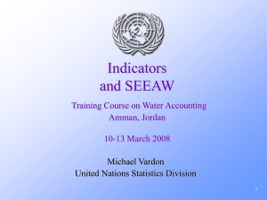 Indicators and SEEAW Training Course on Water Accounting Amman, Jordan