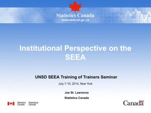 Institutional Perspective on the SEEA UNSD SEEA Training of Trainers Seminar
