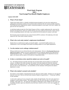 Work Study Program Q&amp;A Non-Exempt/Non-Benefit Eligible Employees